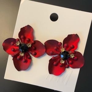 Oversized Red Floral Earrings H&M